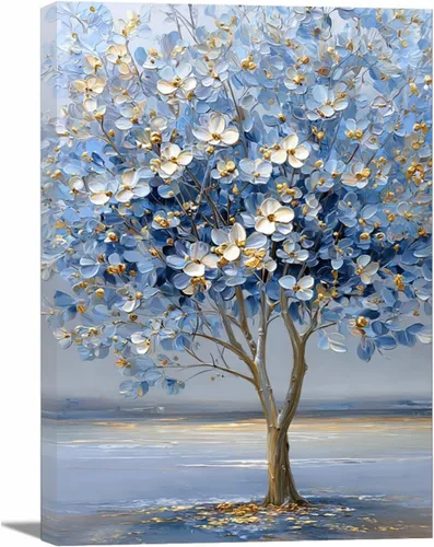 Miniatura 28 de VOCBAN Tree of Life Wall Art The Picture Artwork Canvas Prints Tree Pictures Poster Retro Artwork for Bedroom Living Room Home Decoration(blue blue