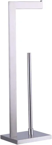 Miniatura 9 de Soporte para papel higiénico negro mate, soporte para rollo de papel higiénico con reserva de estante, organización portátil de almacenamiento