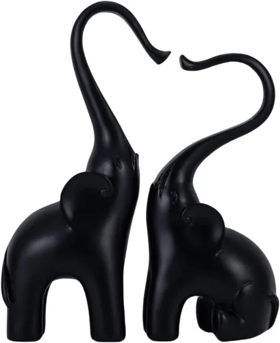 Miniatura 10 de Estatuas de elefante amoroso, decoración del hogar, pequeñas figuras de elefante negro enamoradas, escultura de elefante, objetos decorativos