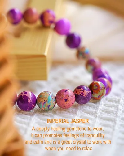 Miniatura 10 de HGDEER Regalos Get Well Soon, pulsera de amatista de piedra natural para mujeres y hombres
