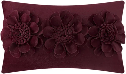 Miniatura 13 de JWH Funda de almohada decorativa con diseño de flores 3D, funda de almohada decorativa de girasol, cojín de terciopelo, funda de almohada floral
