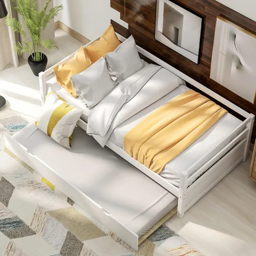 Miniatura 3 de Harper & Bright Designs Sofá cama convertible de tamaño individual con nido, juego de marco de metal que ahorra espacio en acabado blanco nítido