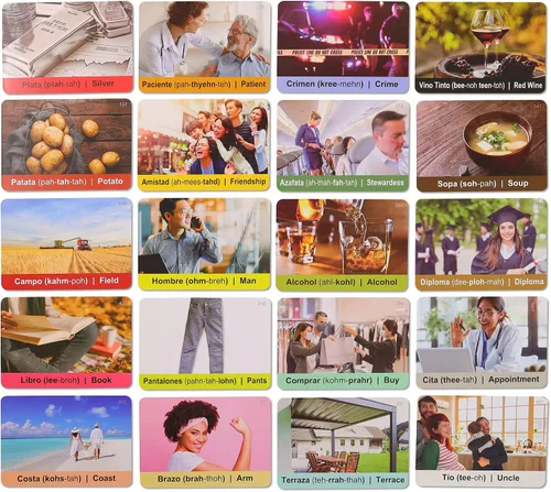 Miniatura 2 de Tarjetas de vocabulario en español para niños y adultos principiantes - 276 tarjetas de estudio bilingües 720 palabras con portal interactivo