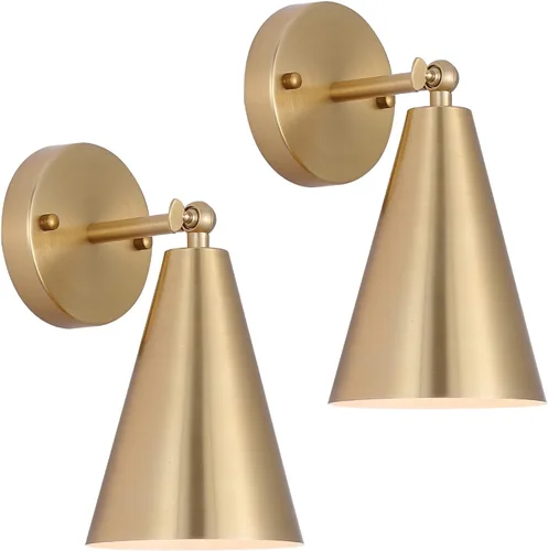 Miniatura 10 de MWZ Modernos apliques de pared negros de iluminación, paquete de 2 lámparas rústicas doradas, estilo casa de campo, acabado de bronce, luces