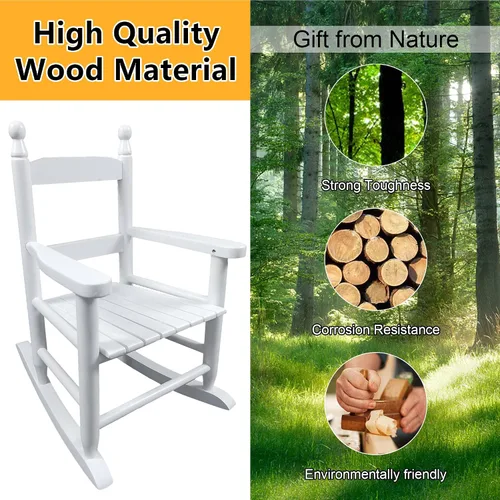 Miniatura 3 de Mecedoras para niños, mecedoras clásicas de madera para niños y niñas, mecedora para interiores y exteriores, para salas de sol, porches, salas