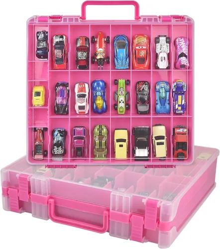 Miniatura 12 de Estuche organizador de almacenamiento de juguetes compatible con autos Hot Wheels/para autos Matchbox. Contenedor de exhibición y transporte