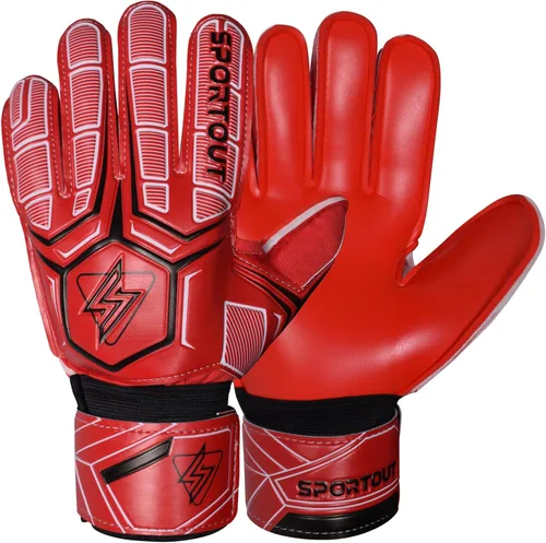 Miniatura 7 de Guantes de portero Sportout, guantes de portero con protección para los dedos, guantes de portero de fútbol transpirables, látex de 4 mm, para Verde