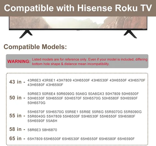 Miniatura 3 de Soporte base de TV para patas de TV Hisense, patas de soporte de TV para Hisense Smart TV Stand 50A6G 50A6GX3 43R6E3 43R6E1 43H6530F 55R6E1 55R6G