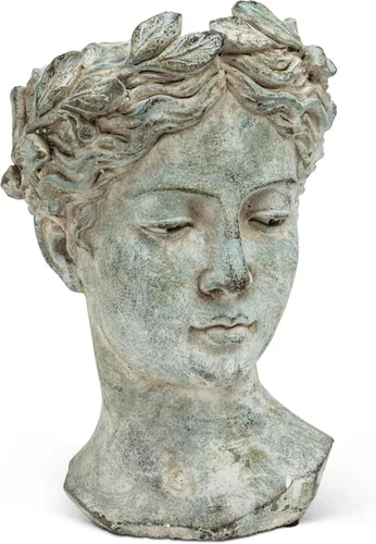 Miniatura 11 de Colección Abbott - Maceta de cabeza de diosa - Maceta de cemento extra pequeña para interior y exterior - Estatua de cabeza de mujer griega para Gris