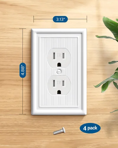 Miniatura 8 de DEWENWILS Paquete de 4 tapas blancas para enchufes y placas de interruptores, placas decorativas de pared de metal para interruptores de luz y tomas