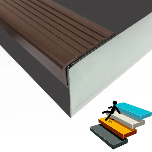 Miniatura 6 de Protector de borde de escalera, borde de nariz de escalera, en forma de L, 70 pulgadas, protector de banda de rodadura de goma de vinilo Rojo