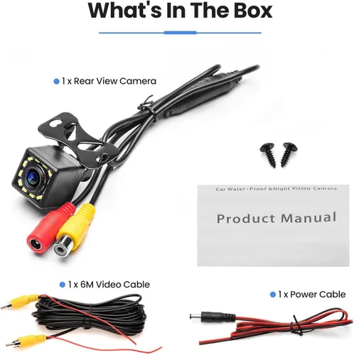 Miniatura 9 de Cámara de visión trasera para automóvil, cámara de marcha atrás HD 170° gran angular 12 LED visión nocturna, para RV, camiones, remolque, SUV