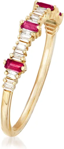 Miniatura 3 de Ross-Simons 0.14 ct. t.w. Diamond and .10 ct. t.w. Ruby Stackable Ring in 14kt Yellow Gold