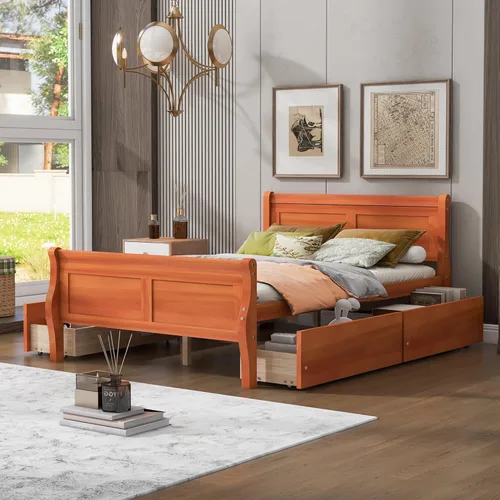 Miniatura 13 de Cama de plataforma de madera de tamaño individual con cabecera en forma de casa, soporte de listones de madera, para dormitorio de niños, niñas