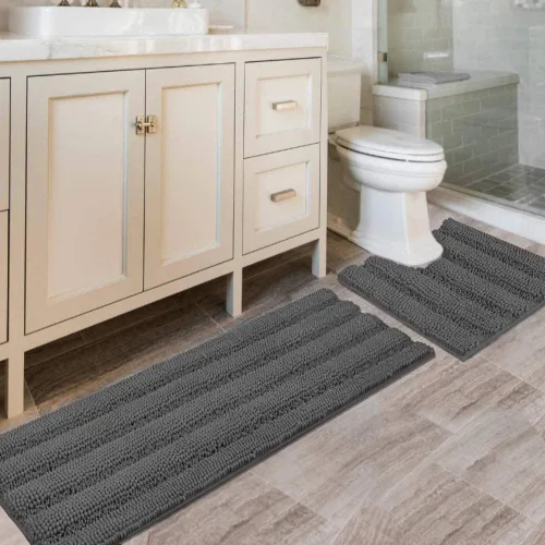 Miniatura 109 de H.VERSAILTEX - Alfombras de baño, juego de 2 piezas, alfombra de contorno para baño, juego de alfombras para inodoro, alfombra antideslizante