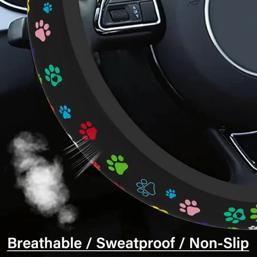 Miniatura 4 de Funda de volante de neopreno para la mayoría de los autos, hombres y mujeres, universal de 15 pulgadas, antideslizante con resortes, protector