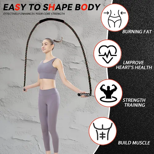 Miniatura 4 de Cuerda de saltar pesada de 5 libras para hombres y mujeres, cuerda de saltar pesada para adultos, cuerdas de saltar pesadas para entrenamiento