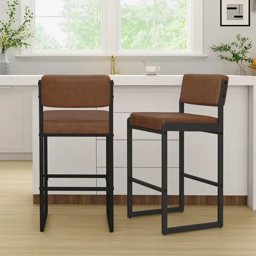 Miniatura 74 de SAECKBERG Taburetes de bar modernos de altura de mostrador, sillas de barra de 26 pulgadas de altura con respaldo, taburetes tapizados, taburetes