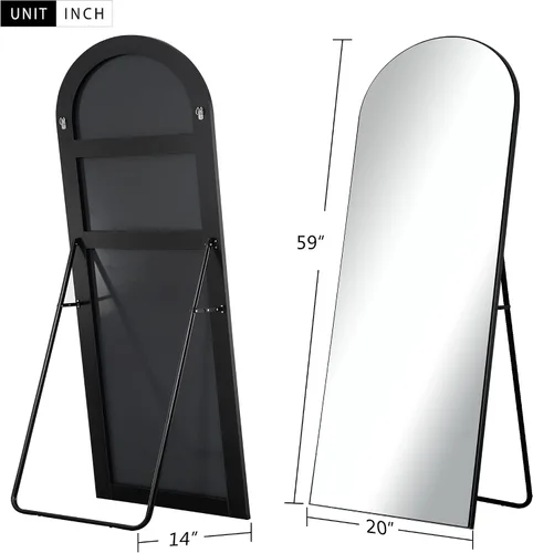 Miniatura 6 de KIAYACI - Espejo arqueado de longitud completa con soporte, para apoyar en el suelo, para dormitorio o vestidor, espejo de cuerpo completo
