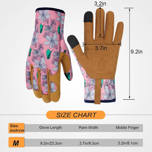Miniatura 2 de Guantes de Jardinería de Cuero MERTURN para Mujeres, Guantes de Jardín a Prueba de Espinas, Guantes de Trabajo Compatibles con Pantalla Táctil, P