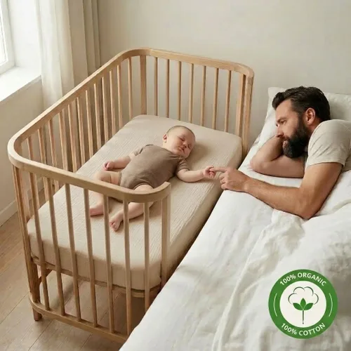 Miniatura 4 de Sábanas para cuna, sábana bajera ajustable de muselina de algodón orgánico, tamaño estándar para niñas de 28 x 52 pulgadas, ultrasuaves y Niebla