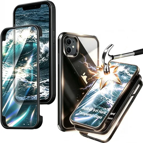 Miniatura 6 de Funda para iPhone 11 con protector de pantalla [vidrio templado 9H integrado], protección de cuerpo completo 360 de doble capa protectora