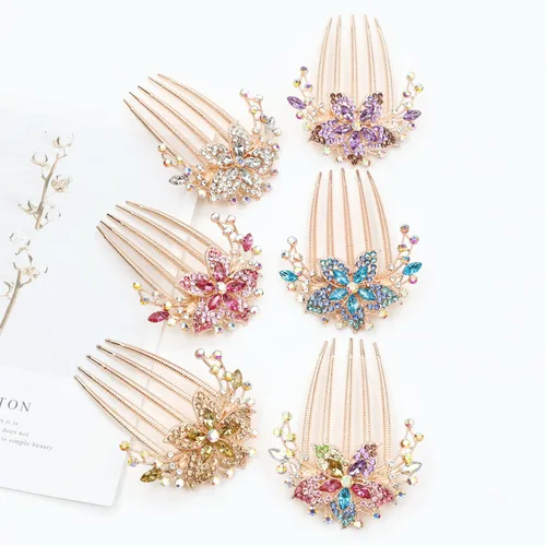 Miniatura 5 de inSowni Paquete de 6 diamantes de imitación brillantes con purpurina de lujo, diamantes de imitación decorativos de metal dorado para el cabello