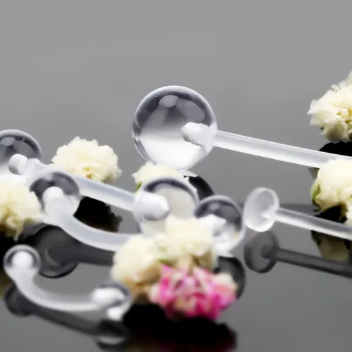 Miniatura 5 de CrazyPiercing 45pcs Clear Piercing Retainers Bioflex Nose Tongue Nipple Belly Rings Assorted Clear Plastic Body Piercing Jewelry for Women Man