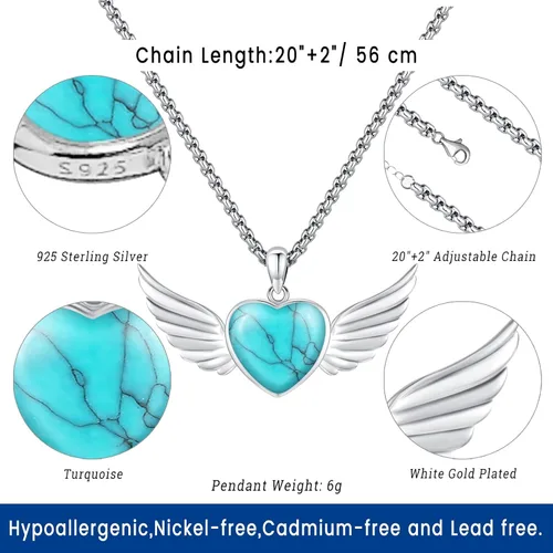 Miniatura 143 de Joyas de turquesa para mujeres y hombres de plata de ley 925 con colgante de urna para cenizas, collar con medallón de imagen, martillo de Thor