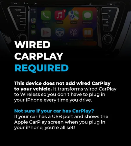 Miniatura 8 de Adaptador inalámbrico CarPlay - 5Ghz más rápido - AutoSky - Plug and Play - Cables USB-C y USB-A - Requiere CarPlay con cable