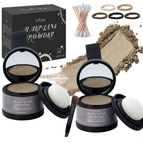 Miniatura 21 de Paquete de 2 polvos de línea capilar para mujeres y hombres, se utiliza para retoques de raíces, color de cabello, adelgazamiento y cobertura