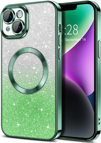 Miniatura 54 de Hython Funda para iPhone 13 Pro transparente con purpurina magnética [compatible con MagSafe] Protector completo de lente de cámara delgado