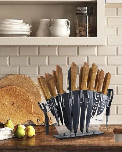 Miniatura 7 de Juego de cuchillos de cocina con bloque, todo en uno, 19 piezas de acero inoxidable de alto carbono, cuchillos de carne, cuchillos de chef, cuchillo