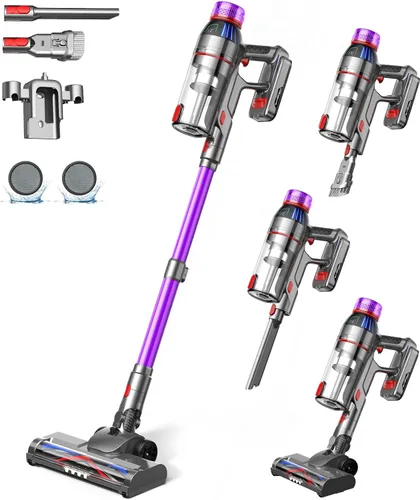 Miniatura 9 de Cuzmok - Aspiradora de varilla inalámbrica para el hogar: potente succión, diseño ligero sin enredos y batería desmontable de 2600mAh hasta 50