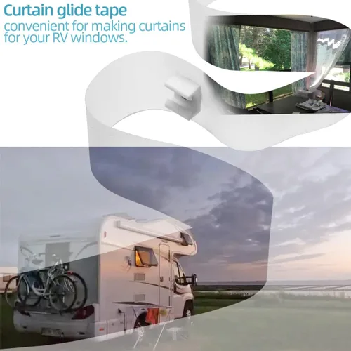 Miniatura 5 de Paquete de 2 cintas transparentes deslizantes para caravana, deslizadores de 1/2 pulgada, cinta deslizante de cortina de 72 pulgadas A115