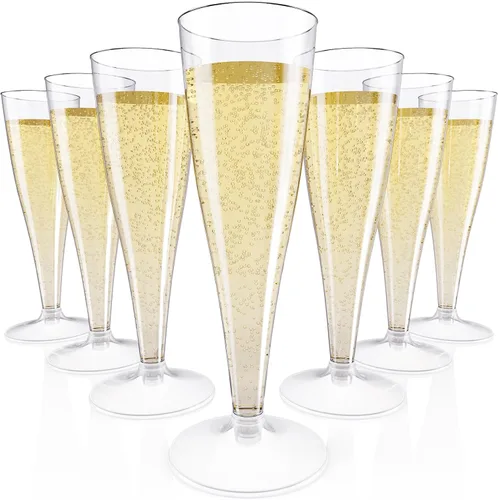 JOLLY CHEF Paquete de 100 copas de champán de plástico desechables de 4.5 onzas, copas de champán de plástico transparente adecuadas para bodas, día