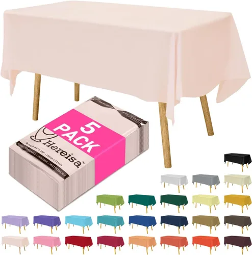 Miniatura 43 de Paquete de 3 manteles de plástico desechables de 54 x 108 pulgadas, manteles de color blanco hueso, manteles de fiesta nupcial para fiestas