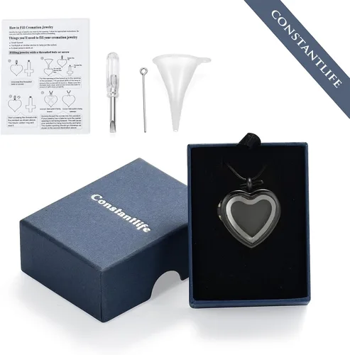 Miniatura 74 de constantlife Joyería de cremación para cenizas – Colgante de corazón conmemorativo collar de urna conmemorativa soporte para cenizas de acero