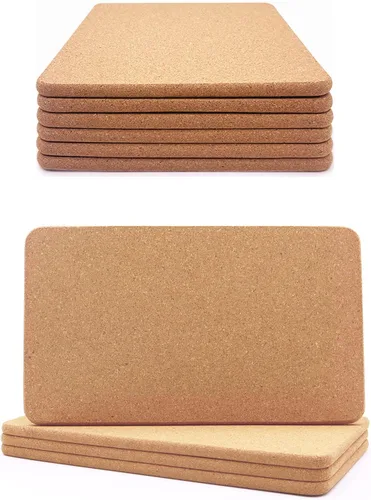 6 salvamanteles de corcho grueso de alta densidad para platos calientes y 4 salvamanteles rectangulares de corcho grueso de alta densidad para