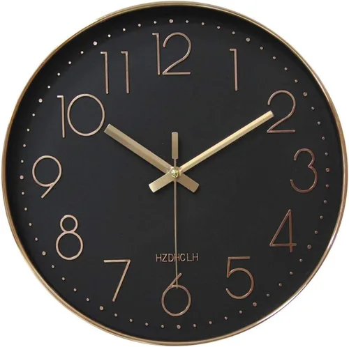 Miniatura 10 de HZDHCLH Reloj de pared de cuarzo moderno, funciona con pilas, 12 pulgadas, silencioso, sin tictac, números 3D, reloj redondo para pared, reloj