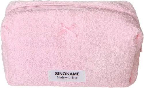 Miniatura 15 de SINOKAME Bolsa de maquillaje acolchada, bolsa de cosméticos hecha a mano de fresa, estuche organizador de maquillaje floral de coqueta, organizador