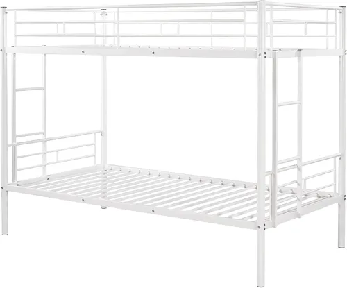 Miniatura 3 de Litera individual sobre metal, camas resistentes con 2 escaleras laterales, ahorro de espacio, sin ruido, no necesita somier, para niños, niñas