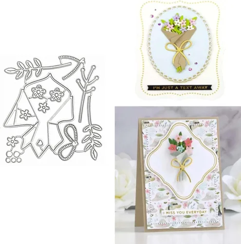 hinana Troqueles de metal de flores, hojas de flores, plantillas de corte de ramo de hojas para manualidades, álbumes de recortes, fotos, papel