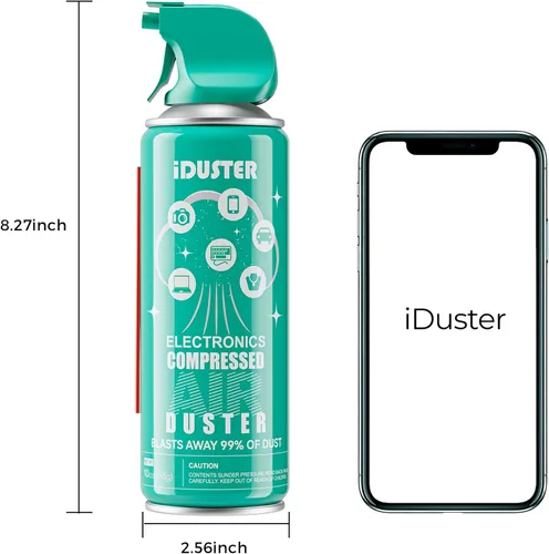 Miniatura 6 de iDuster Plumero de aire enlatado comprimido – 4 unidades desechables de aire comprimido para limpieza de computadora, teclado, joyas, automóvil