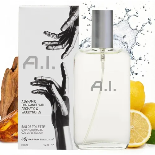 PB ParfumsBelcam A.I. Eau de Toilette en espray para hombres – Colonia futurista de cítricos amaderados para hombres con limón, coco y tonka –