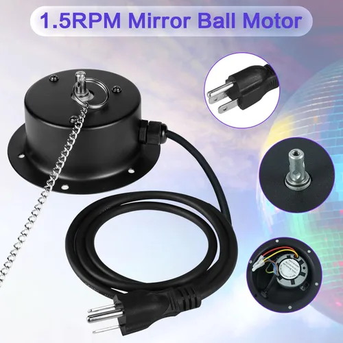 Miniatura 3 de Motor de bola de discoteca de velocidad de 1.5 rpm, bola de espejo resistente, rotador eléctrico de motor lento, soporta bolas de espejo de 4 a 16