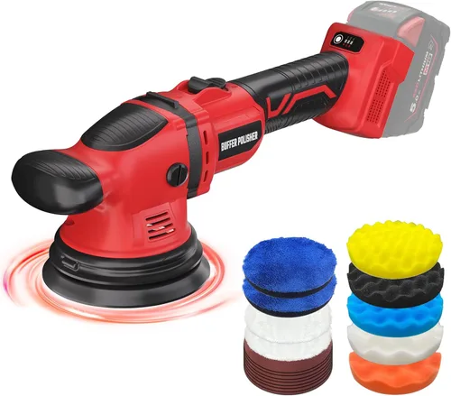 Miniatura 8 de VERVEWAVE Kit de pulidor inalámbrico para batería Dewalt de 20 V (sin batería), pulidor orbital de coche de 6 pulgadas, velocidad variable de 1800 a
