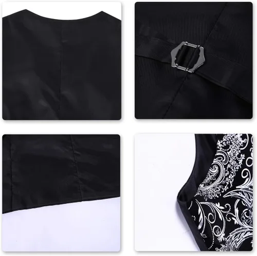 Miniatura 6 de Cloudstyle Chaleco de vestir con estampado para hombre, ajustado, chaleco formal con botones
