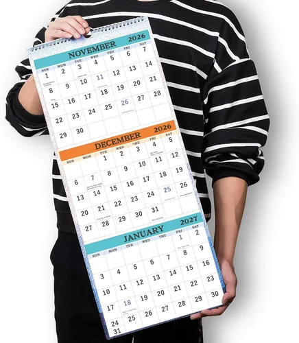 Miniatura 6 de Calendario de pared 2026-2027, abril de 2026 a julio de 2027, calendario vertical de 3 meses 2026-2027, planificador de calendario, 11 x 26