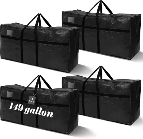 Miniatura 28 de 4 Piezas Bolsas de Mudanza Grandes con Cremallera y Asas Bolsas de Lona Tipo Duffle Plegables de Almacenamiento Extra Resistentes Extra Grandes